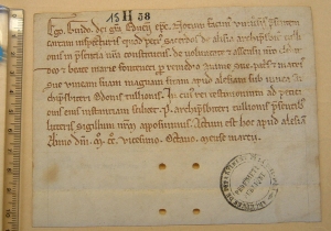 Dijon, Archives départementales de Côte d'Or, 15 H 58. Don d'une vigne en 1128-1229